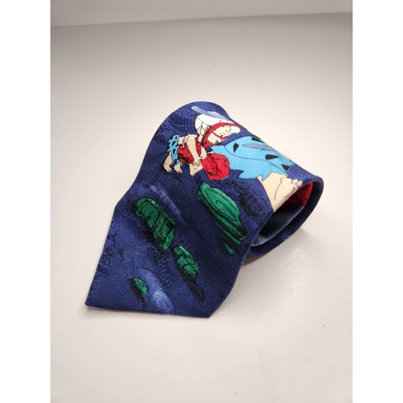 Vintage 58" Hanna Barbera The Flinstones Men's Tie Hand Made In Italy Baseball - Picture 2 of 8